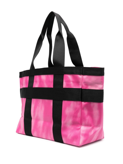 Shop Ganni Tie Dye-print Tote Bag In Rosa