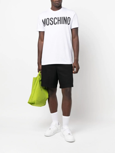 Shop Moschino Logo-print Organic-cotton T-shirt In Weiss