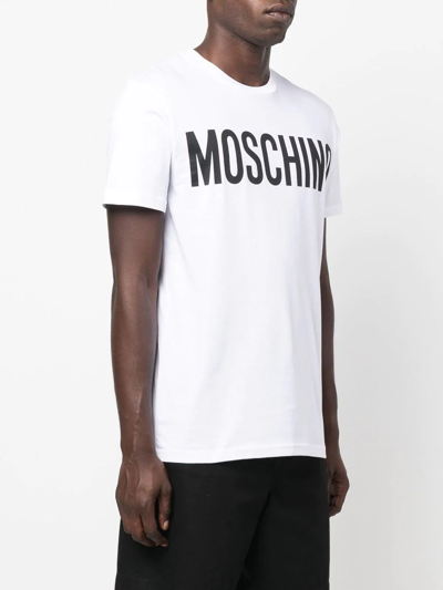 Shop Moschino Logo-print Organic-cotton T-shirt In Weiss