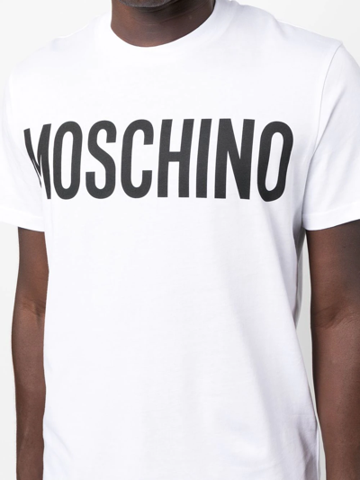 Shop Moschino Logo-print Organic-cotton T-shirt In Weiss