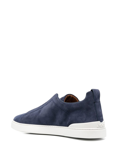 Shop Z Zegna Slip-on Suede Sneakers In Blue