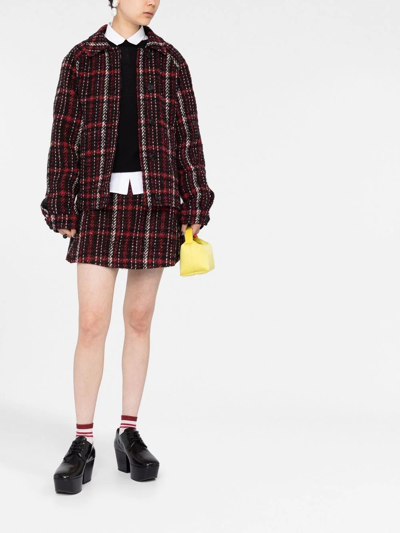 Marni Speckled Wool Blend Tweed Mini Skirt In Rot