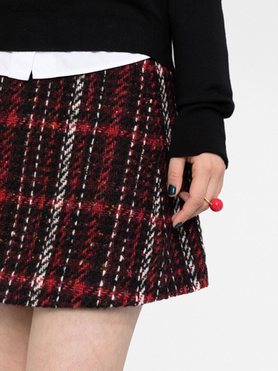 Marni Speckled Wool Blend Tweed Mini Skirt In Rot