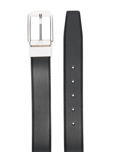 Z Zegna Buckle-fastening Leather Belt In Schwarz