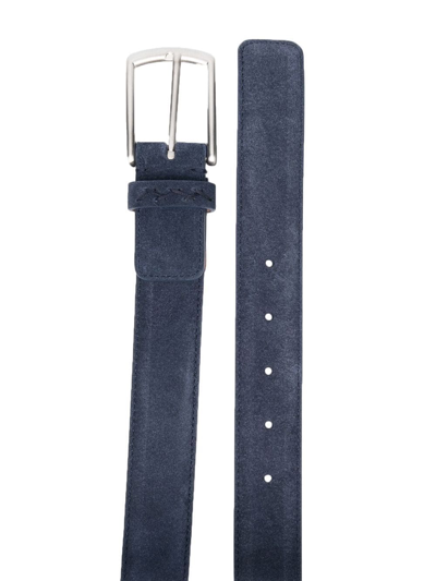 Shop Z Zegna Buckle-fastening Leather Belt In Blau