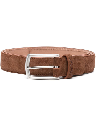 Shop Z Zegna Buckle-fastening Suede Belt In Braun