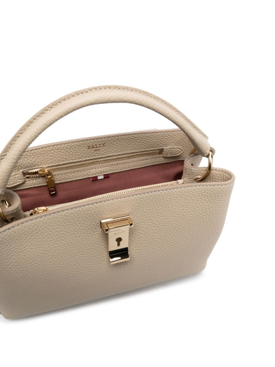 Shop Bally Grained-leather Engraved-logo Bag In Nude