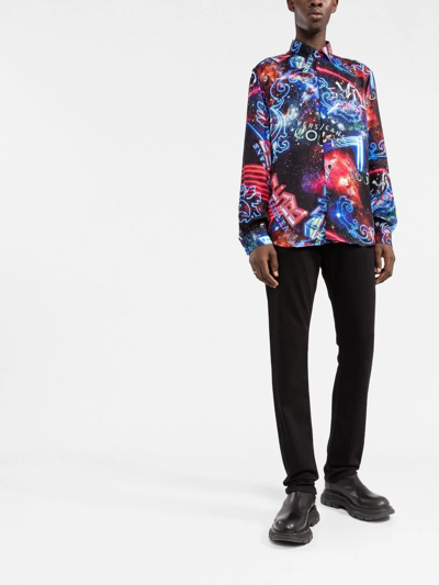Shop Versace Jeans Couture Galaxy Graphic-print Shirt In Blau