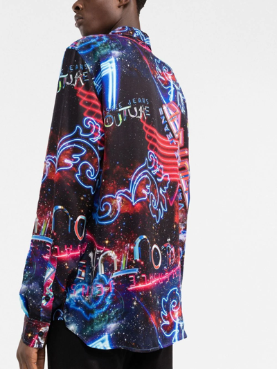 Shop Versace Jeans Couture Galaxy Graphic-print Shirt In Blau