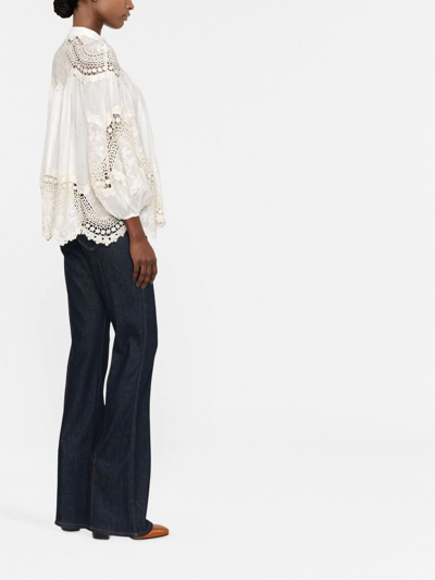 Shop Zimmermann Lace-panel Blouse In Nude