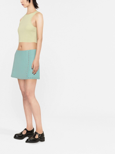 Shop P.a.r.o.s.h Studded A-line Miniskirt In Blau