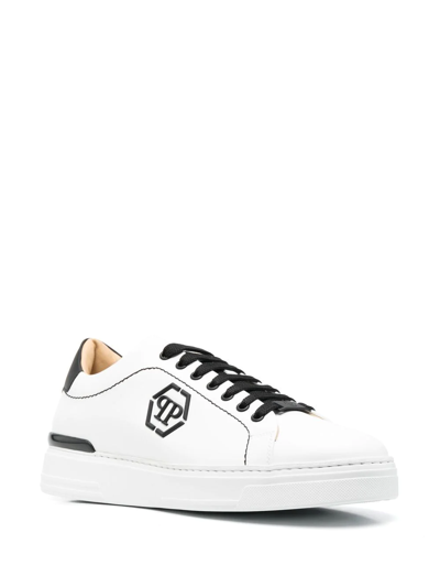 Shop Philipp Plein Low-top Leather Sneakers In Schwarz