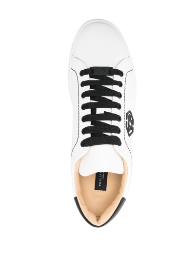 Shop Philipp Plein Low-top Leather Sneakers In Schwarz