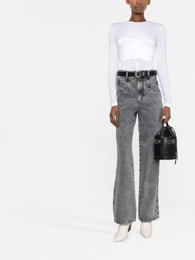 Isabel Marant Jalila Ruched Stretch-jersey Top In Weiss