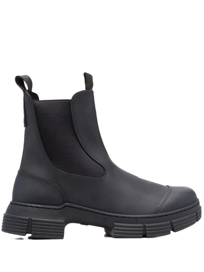 Shop Ganni Chunky Slip-on Chelsea Boots In Schwarz