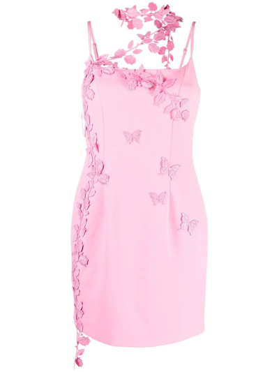 Shop Blumarine Floral Appliqué-detail Minidress In Pink