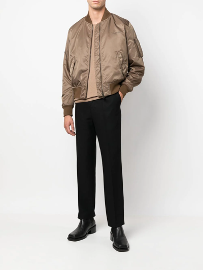 Shop Valentino Reversible Bomber Jacket In Brown