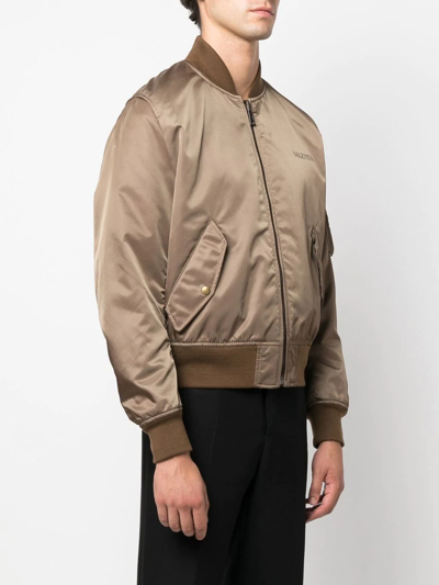 Shop Valentino Reversible Bomber Jacket In Brown