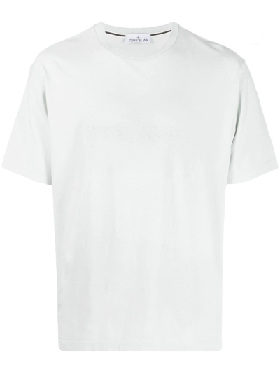 Shop Stone Island Logo-embroidered Cotton T-shirt In Grün