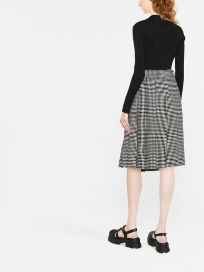 Red Valentino Point D'esprit-paneled Ribbed-knit Top In Schwarz