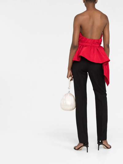 Shop Alexander Mcqueen Peplum Hem Bustier Top In Rot