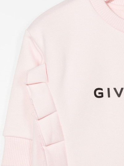 Shop Givenchy Logo-print Ruffle Sweatshirt In Rosa