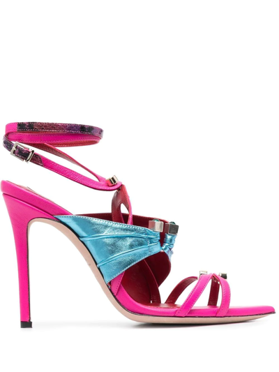 Shop Hardot Two-tone Heeled Sandals In Rosa