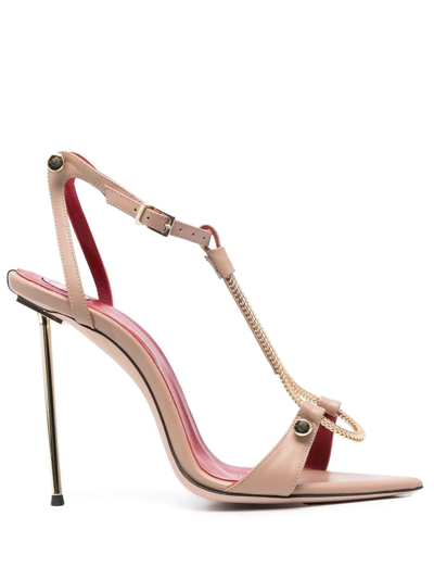 Shop Hardot Chain-detail High-heel Sandals In Nude