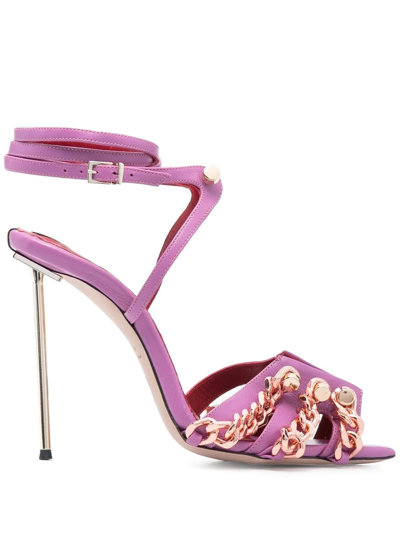 Shop Hardot Chain-detail Heeled Sandals In Violett