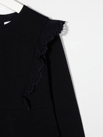 Chloé Ruffle-detail Flared Dress In Blue