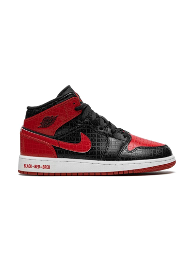 Shop Jordan Air  1 Mid "bred Text" Sneakers In Black