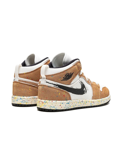 Shop Jordan 1 Mid "paint Splatter" Sneakers In Neutrals