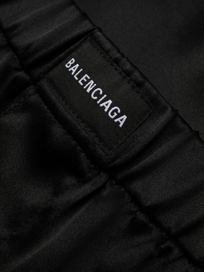 Shop Balenciaga Logo-patch Silk Pajama Shorts In Black