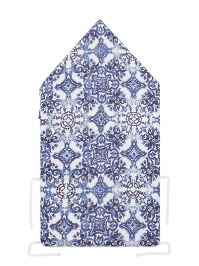 Shop Dolce & Gabbana Majolica-print Sleeping Bag In Blue