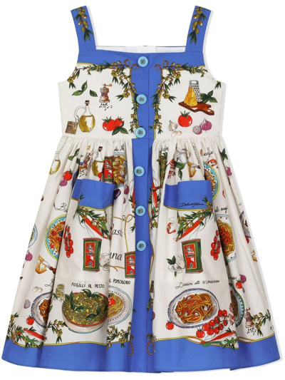 Shop Dolce & Gabbana Graphic-print Casual Dress In White