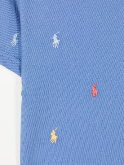 Shop Ralph Lauren All-over Embroidered Logo T-shirt In Blue