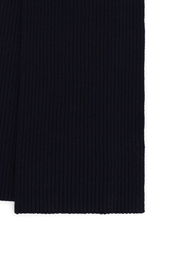 Shop Dolce & Gabbana Logo-patch Ribbed Knit Scarf In Blue