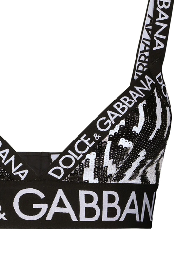 Shop Dolce & Gabbana Zebra Embroidery Sequin Bra In Black