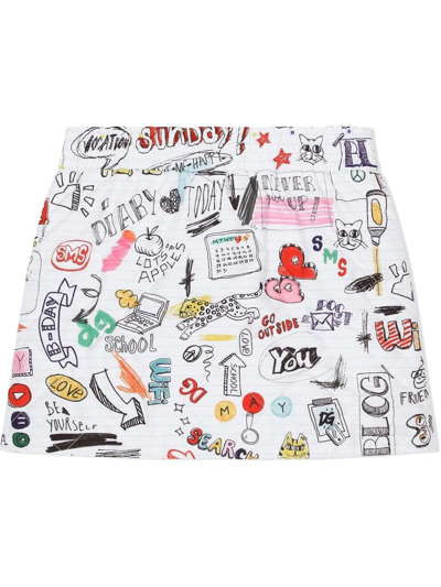 Shop Dolce & Gabbana Quilted Nylon Smemo-print Skirt In White