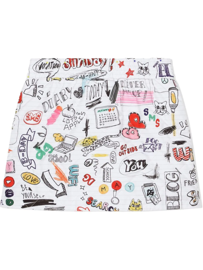 Dolce & Gabbana Quilted Nylon Smemo-print Skirt In White