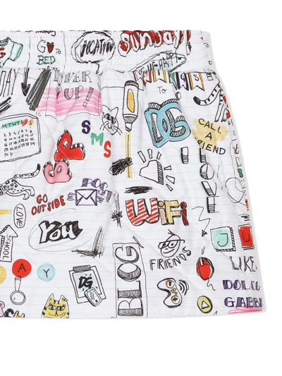 Dolce & Gabbana Quilted Nylon Smemo-print Skirt In White
