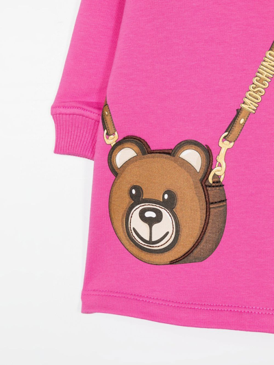 Shop Moschino Teddy Bear-print Sweater Dress In Pink