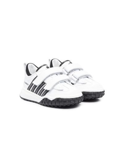 Shop Dsquared2 Side-stripe Leather Sneakers In White