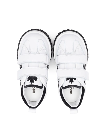 Shop Dsquared2 Side-stripe Leather Sneakers In White