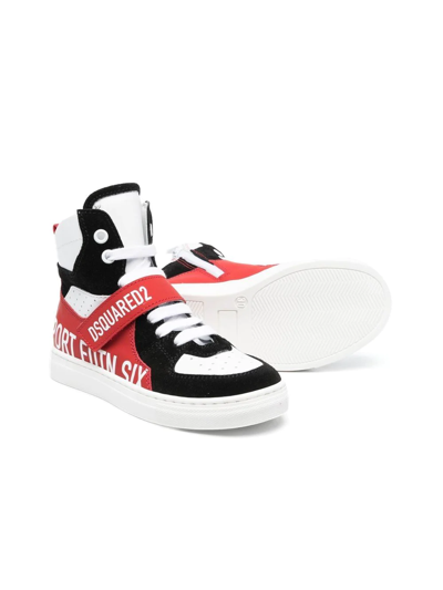 Shop Dsquared2 Leather Panelled High-top Sneakers In Black