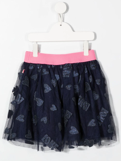 Shop Billieblush Tulle Love-print Skirt In Blue