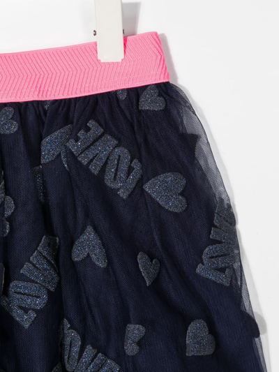 Shop Billieblush Tulle Love-print Skirt In Blue