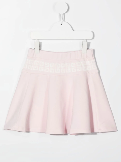 Shop Givenchy Embroidered-logo Slip-on Skirt In Pink