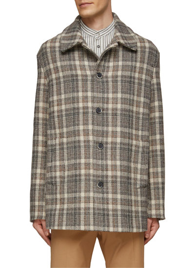 Shop Barena Venezia 'fatoto' A-line Checked Coat In Multi-colour