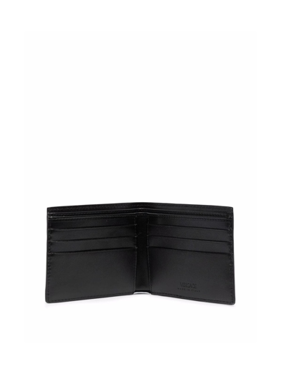 Shop Versace Wallet With Greek Motif In Black Grey